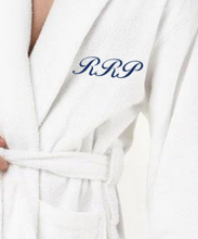 Load image into Gallery viewer, ROBE SHALL COLLAR / MEN / WOMEN / LUXE SOFT COZY / BLACK / NAVY / GREY / WHITE / MONOGRAMS