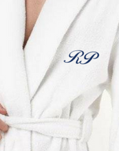 Load image into Gallery viewer, ROBE SHALL COLLAR / MEN / WOMEN / LUXE SOFT COZY / BLACK / NAVY / GREY / WHITE / MONOGRAMS