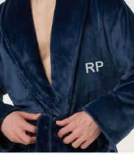 Load image into Gallery viewer, ROBE SHALL COLLAR / MEN / WOMEN / LUXE SOFT COZY / BLACK / NAVY / GREY / WHITE / MONOGRAMS