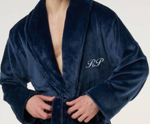 Load image into Gallery viewer, ROBE SHALL COLLAR / MEN / WOMEN / LUXE SOFT COZY / BLACK / NAVY / GREY / WHITE / MONOGRAMS