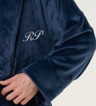 Load image into Gallery viewer, ROBE SHALL COLLAR / MEN / WOMEN / LUXE SOFT COZY / BLACK / NAVY / GREY / WHITE / MONOGRAMS