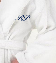 Load image into Gallery viewer, R P LUXURY ROBE WITH HOOD / COTTON TERRY / MEN / WOMEN / BLACK / WHITE / MONOGRAMS