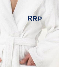 Load image into Gallery viewer, R P LUXURY ROBE HOODED / COTTON TERRY / MEN / WOMEN / BLACK / WHITE / MONOGRAMS