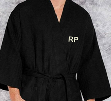Load image into Gallery viewer, R P LUXURY ROBE KIMONO / WAFFEL WEAVE / MEN / WOMEN / BLACK / WHITE / MONOGRAMS