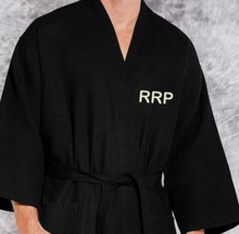 Load image into Gallery viewer, R P LUXURY ROBE KIMONO / WAFFEL WEAVE / MEN / WOMEN / BLACK / WHITE / MONOGRAMS