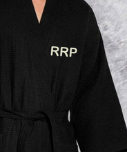 Load image into Gallery viewer, R P LUXURY ROBE KIMONO / WAFFEL WEAVE / MEN / WOMEN / BLACK / WHITE / MONOGRAMS