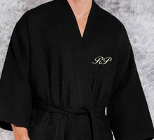 Load image into Gallery viewer, R P LUXURY ROBE KIMONO / WAFFEL WEAVE / MEN / WOMEN / BLACK / WHITE / MONOGRAMS
