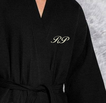 Load image into Gallery viewer, R P LUXURY ROBE KIMONO / WAFFEL WEAVE / MEN / WOMEN / BLACK / WHITE / MONOGRAMS