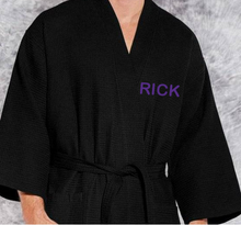 Load image into Gallery viewer, R P LUXURY ROBE KIMONO / WAFFEL WEAVE / MEN / WOMEN / BLACK / WHITE / MONOGRAMS