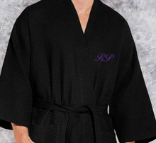 Load image into Gallery viewer, R P LUXURY ROBE KIMONO / WAFFEL WEAVE / MEN / WOMEN / BLACK / WHITE / MONOGRAMS