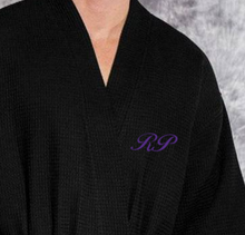 Load image into Gallery viewer, R P LUXURY ROBE KIMONO / WAFFEL WEAVE / MEN / WOMEN / BLACK / WHITE / MONOGRAMS