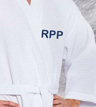 Load image into Gallery viewer, R P LUXURY ROBE KIMONO / WAFFEL WEAVE / MEN / WOMEN / BLACK / WHITE / MONOGRAMS