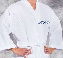 Load image into Gallery viewer, R P LUXURY ROBE KIMONO / WAFFEL WEAVE / MEN / WOMEN / BLACK / WHITE / MONOGRAMS