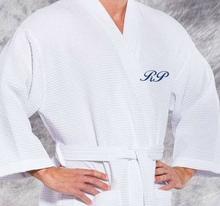 Load image into Gallery viewer, R P LUXURY ROBE KIMONO / WAFFEL WEAVE / MEN / WOMEN / BLACK / WHITE / MONOGRAMS
