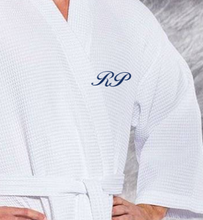 Load image into Gallery viewer, R P LUXURY ROBE KIMONO / WAFFEL WEAVE / MEN / WOMEN / BLACK / WHITE / MONOGRAMS