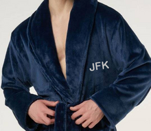 Load image into Gallery viewer, ROBE SHALL COLLAR / MEN / WOMEN / LUXE SOFT COZY / BLACK / NAVY / GREY / WHITE / MONOGRAMS