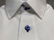 Load image into Gallery viewer, R P DESIGNS EXCLUSIVE SHIRTS / SPORT DESIGN / WHITE WITH ROYAL BLUE DETAILS