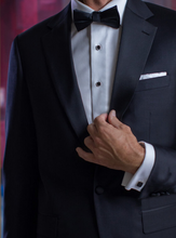 Load image into Gallery viewer, R P TUXEDO BLACK / SATIN TRIM / NOTCH LAPEL / 1 BUTTON / SLIM FIT