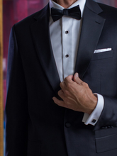Load image into Gallery viewer, R P TUXEDO BLACK / SATIN TRIM / NOTCH LAPEL / 1 BUTTON / CLASSIC FIT