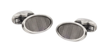 Load image into Gallery viewer, R P CUFF LINKS / SILVER HERRINGBONE ANTIQUE FINISH DESIGN
