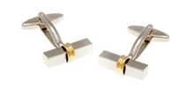 Load image into Gallery viewer, R P CUFF LINKS / SILVER AND GOLD DESIGN