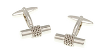 Load image into Gallery viewer, R P CUFF LINKS / SILVER NAUTICAL ROPE DESIGN