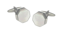Load image into Gallery viewer, R P CUFF LINKS / SILVER OCTAGONAL / MOTHER OF PEARL DESIGN