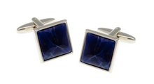 Load image into Gallery viewer, R P CUFF LINKS / SILVER / BLUE SODALITE SQUARE DESIGN
