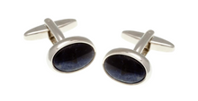 Load image into Gallery viewer, R P CUFF LINKS / SILVER / BLUE SODALITE OVAL DESIGN