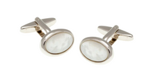 Load image into Gallery viewer, R P CUFF LINKS / SILVER / MOTHER OF PEARL OVAL DESIGN