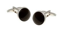 Load image into Gallery viewer, R P CUFF LINKS / SILVER / BLACK ONYX ROUND DESIGN