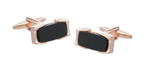 Load image into Gallery viewer, R P CUFF LINKS / SILVER / ROSE GOLD / BLACK ONYX DESIGN