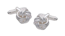 Load image into Gallery viewer, R P CUFF LINKS / SOLID STERLING SILVER WOVEN RIBBON KNOT DESIGN