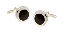 Load image into Gallery viewer, R P CUFF LINKS / SOLID STERLING SILVER / BLACK ONYX / MOTHER OF PEARL DESIGN
