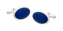 Load image into Gallery viewer, R P CUFF LINKS / SOLID STERLING SILVER / LAPIS LAZULI OVAL DESIGN
