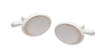 Load image into Gallery viewer, R P CUFF LINKS / SOLID STERLING SILVER / MOTHER OF PEARL OVAL DESIGN