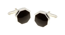 Load image into Gallery viewer, R P CUFF LINKS / SOLID STERLING SILVER / BLACK ONYX DESIGN
