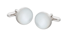 Load image into Gallery viewer, R P CUFF LINKS / SOLID STERLING SILVER / MOTHER OF PEARL ROUND DESIGN