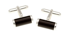Load image into Gallery viewer, R P CUFF LINKS / SOLID STERLING SILVER / BLACK ONYX DESIGN