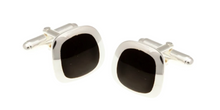 Load image into Gallery viewer, R P CUFF LINKS / SOLID STERLING SILVER / BLACK ONYX DESIGN