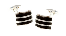 Load image into Gallery viewer, R P CUFF LINKS / SOLID STERLING SILVER / BLACK ONYX DESIGN
