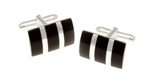 Load image into Gallery viewer, R P CUFF LINKS / SOLID STERLING SILVER / BLACK ONYX DESIGN