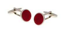 Load image into Gallery viewer, R P LINKS / SILVER / RED ENAMEL ROUND DESIGN