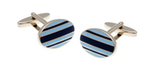 Load image into Gallery viewer, R P LINKS / SILVER / NAVY / LIGHT BLUE STRIPE ENAMEL DESIGN