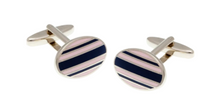 Load image into Gallery viewer, R P LINKS / SILVER / NAVY / PINK STRIPE ENAMEL DESIGN