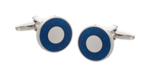 Load image into Gallery viewer, R P LINKS / SILVER / BLUE FLEUR DE LYS ENAMEL DESIGN