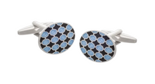 Load image into Gallery viewer, R P LINKS / SILVER / BLACK / BLUE ENAMEL DESIGN