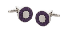Load image into Gallery viewer, R P LINKS / SILVER / PURPLE FLEUR DE LYS ENAMEL DESIGN