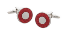Load image into Gallery viewer, R P LINKS / SILVER / RED FLEUR DE LYS ENAMEL DESIGN