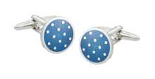 Load image into Gallery viewer, R P LINKS / SILVER / BLUE POLKA DOTS ENAMEL DESIGN